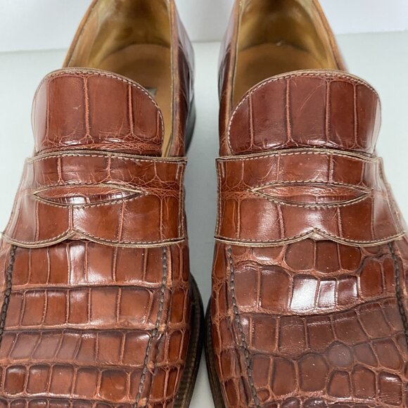 Gravati for Wilkes and Bashford Shoes Mens 9 M Brown Crocodile Wilson Dean Italy - Picture 6 of 16